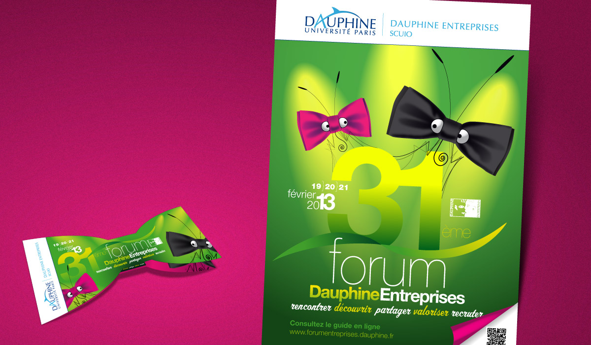 Création de l'affiche, du flyer et de la charte graphique du 14ème Forum Dauphine Entreprise - Pygmalis designer graphique à Montpellier